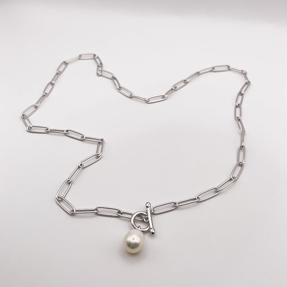 Paperclip Pearl Necklace